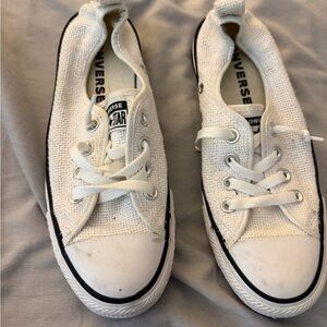 Converse White Canvas Low Top Sneakers with Black Trim